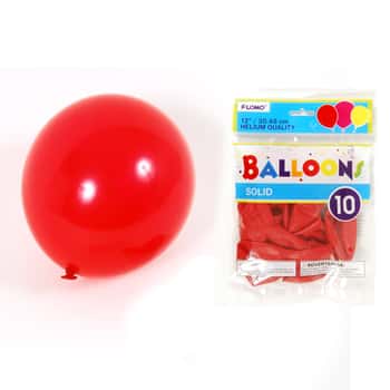 12" Solid Color Red Balloons - 10-Packs