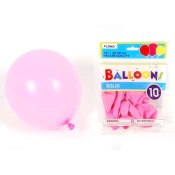 12" Solid Color Pastel Pink Balloons - 10-Packs