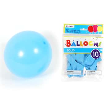 12" Solid Color Pastel Blue Balloons - 10-Packs