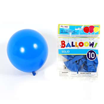 12" Solid Color Blue Balloons - 10-Packs