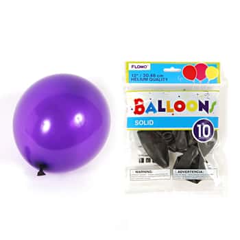 12" Solid Color Hot Purple Balloons - 10-Packs