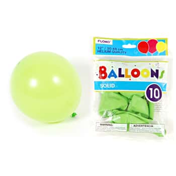 12" Solid Color Lime Green Balloons - 10-Packs