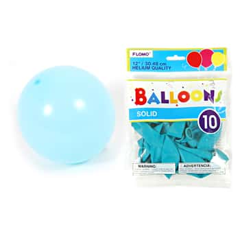 12" Solid Color Turquoise Balloons - 10-Packs