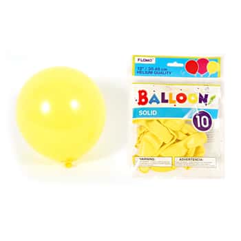 12" Solid Color Yellow Balloons - 10-Packs