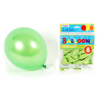 12" Green Pearlized Balloons - 8-Packs