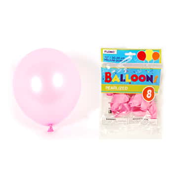 12" Pink Pearlized Balloons - 8-Packs