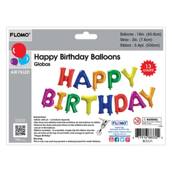 Happy Birthday Word Balloon Banner 16"