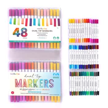 Colorful Dual-Tip Double End Art Markers - 48-Pack