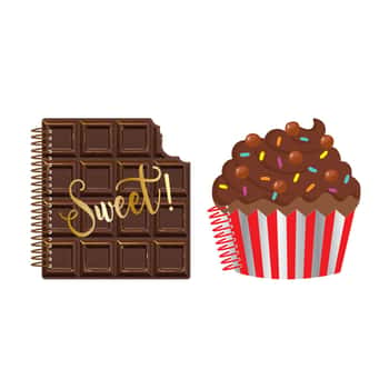 80-Sheet Die Cut Chocolate & Cupcake Spiral Memo Notepads w/ Embroidered Details