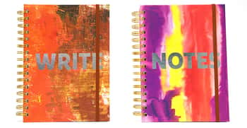 160-Sheet Jumbo Spiral Journals w/ Brush Stroke Print & Embroidered Letters