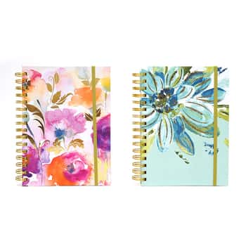 160-Sheet Jumbo Spiral Journals w/ Floral Print & Elastic Track Keeper