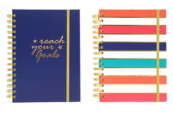160-Sheet Jumbo Spiral Journals w/ Elastic Bookmark & Embroidered Cover