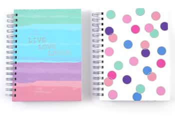 160-Sheet Pastel Jumbo Spiral Journals w/ Polka Dots & Embroidered Messages