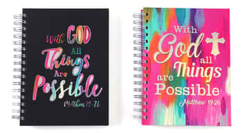 160-Sheet Neon Colored Jumbo Spiral Journals w/ Embroidered Bible Verses