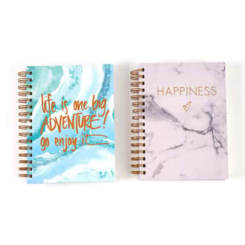 160-Sheet Jumbo Marble Printed Spiral Journals w/ Embroidered Messages & Logos
