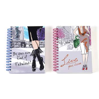 160-Sheet Jumbo Spiral Embroidered Journals w/ Canvas Style Fashion Print