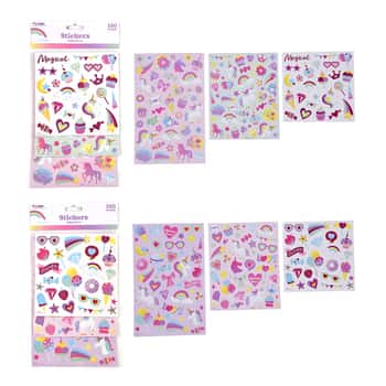 Unicorn Party Printed Stickers w/ Hot Stamping - 150-Packs