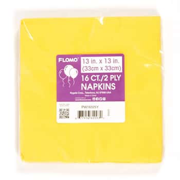 16 Ct. Disposable Party Luncheon Napkins - Yellow
