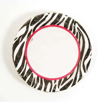 7" Printed Disposable Paper Plates w/ Zebra Print - 8-Pack