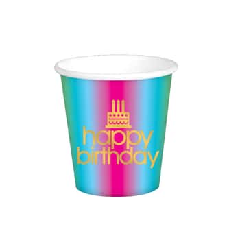 9 ounce Paper Cup Rainbow w/ Hot Stamp - 6-Packs