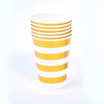 12 oucne Paper Cup Gold Stripe w/ Hot Stamping - 6-Packs