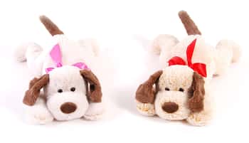 Valentine's Day Plush Puppy Dogs w/ Red Love Ribbons