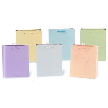 Large Size Matte Laminate Gift Bags w/ Ribbon Handle - Pastel Colors