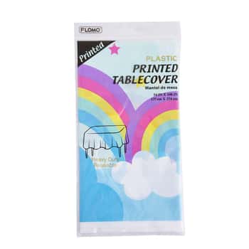 Printed Rainbow & Clouds Disposable Rectangular Tablecovers