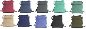 17.5" Seaside Cotton Drawstring Bags w/ Front Zipper Pocket