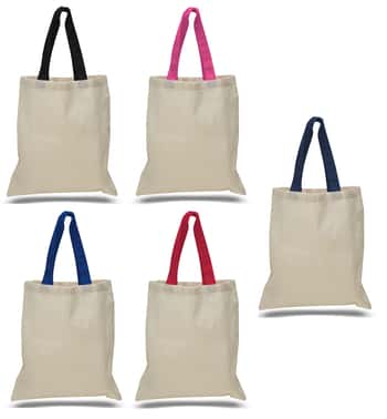 15" Cotton Canvas Tote Bags w/ Contrasting Handles