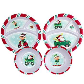 Dinnerware Kids Christmas 2 Ast 8.25in Plate/5.25in Bowl 48pc Pdq Santa/elf