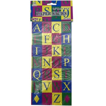 10 Piece Paper Lunch Bags in Assorted Numbers &amp; Letters