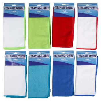 Microfiber Cloth 2pk 11x11 Solid& White 8asst 12pc Mdsg Strip Clean Tcd/summer Colors