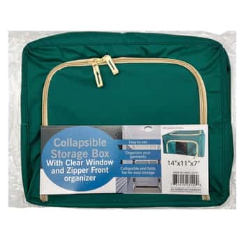 Small Collapsible Storage Box with Clear Window and Zipper Front