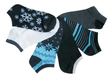 Women's Low Cut Novelty Socks - Snowflake Print - Size 9-11 - 6-Pair Packs