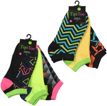 Women's Low Cut Novelty Socks - Neon Prints - Size 9-11 - 3-Pair Packs