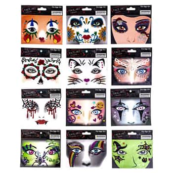 Face Art Sequin Halloween Designs12ast 12pc Cs/24pc Pb Inner