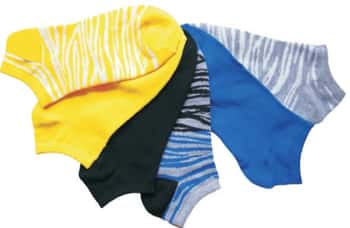 Women's Low Cut Novelty Socks - Colorful Zebra Print - Size 9-11 - 6-Pair Packs