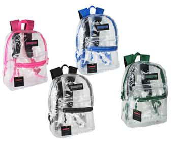 17" Classic Clear PureSport Backpacks w/ Front Zipper Pocket - Assorted Colors