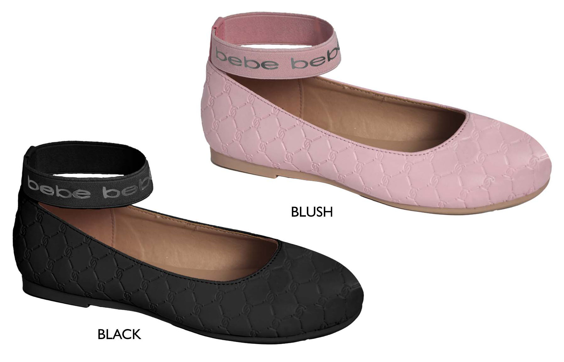Girl s Embossed Patent Leather Flats w Bebe Ankle Strap