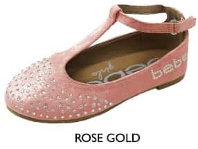 Girl's Shimmer Flats - Rose Gold w/ Rhinestone Design