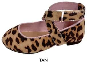 Toddler Girl's Microsuede Flats w/ Leopard Print & Velcro Straps