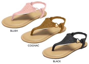 Women's Cut-Out Thong Sandals w/ Elastic Back