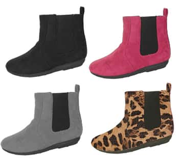 Girl's Microsuede Chelsea Ankle Boots - Solid Colors & Leopard Print