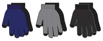 Men's Touchscreen Gloves w/ Non-Skid Grips - Assorted Colors - 2-Pair Packs