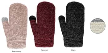 Women's Plush Lined Chenille Mittens w/ Touchscreen Capability - Assorted Colors
