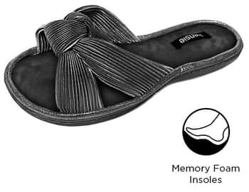 Women's Pleated Knot Siena Slippers w/ Soft Footbed - Black
