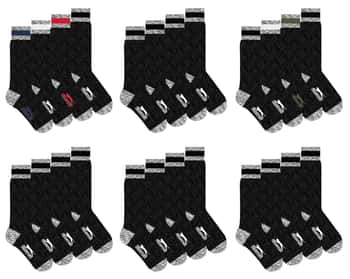 Slazenger Men's Thermal Boot Crew Socks w/ Striped Top - 4-Pair Packs - Size 10-13