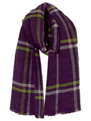 Purple Plaid Blanket Scarves w/ Two Tone Colors
