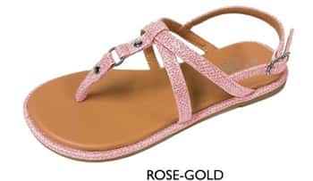 Girl's Lurex Strap Sandals - Rose Gold w/  Stud Embelishment